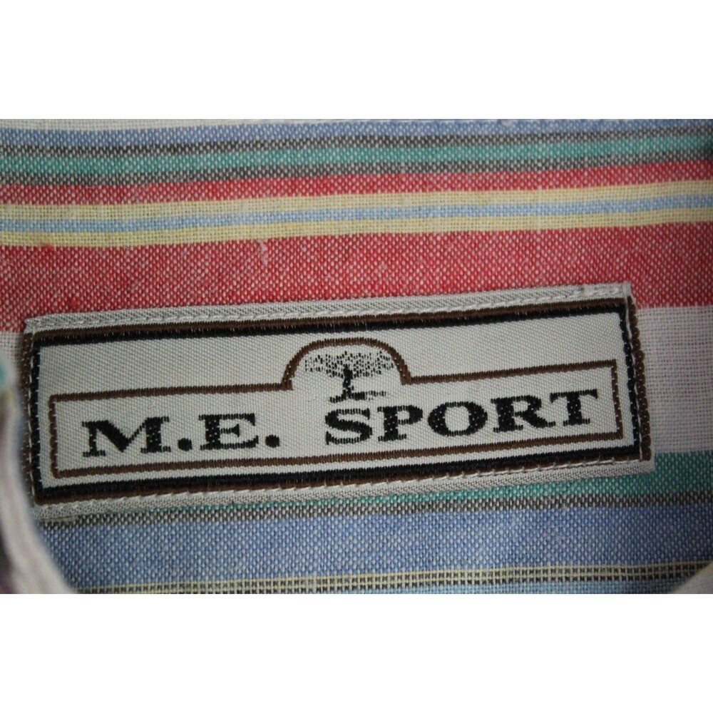 M.E. Sport Mens XL Short-sleeve Button-up Vertical Striped Shirt - Picture 4 of 14